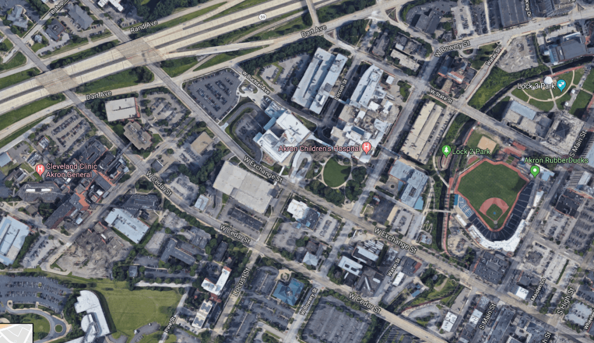 Directions and parking information for Akron CHildren's