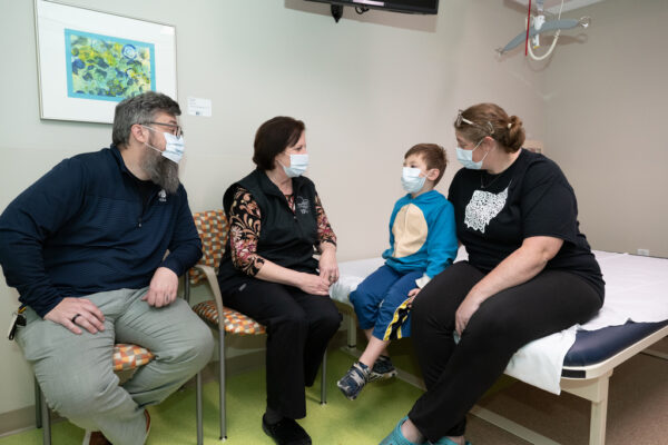 Kim Oldfield with Sawyer Okel and his parents