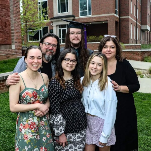 Ellie Horvat is shown with her family