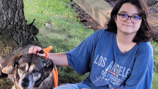 Ellie Horvat is shown with her dog