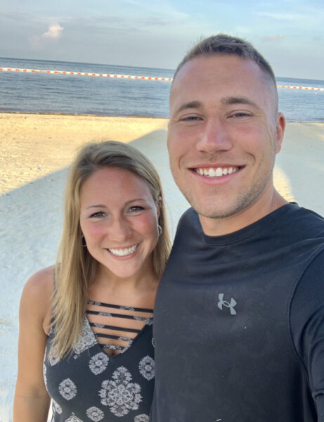 Ashley Hess with her husband, Dan, at the beach