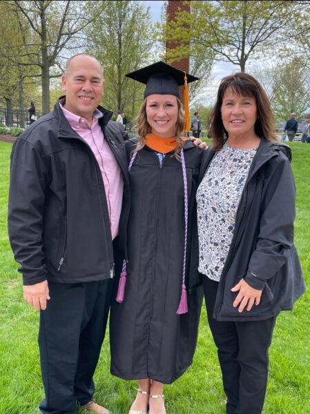 Ashley Hess with parents at Ashley's MSN graduation