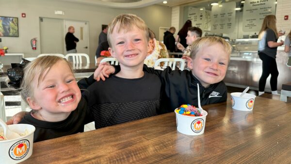 Harrison Huntington and siblings at ice cream shop