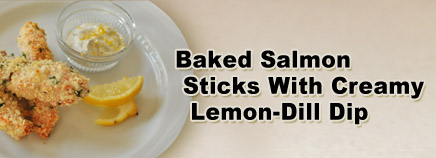Baked Salmon Sticks With Creamy Lemon-Dill Dip