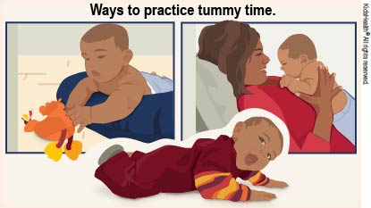 Three ways babies can do tummy time to strengthen their neck, arm, and shoulder muscles.